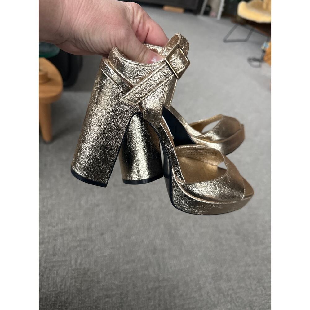 Zara‎ gold platform heeled sandal women’s size 40 9.5-10 - Picture 8 of 8